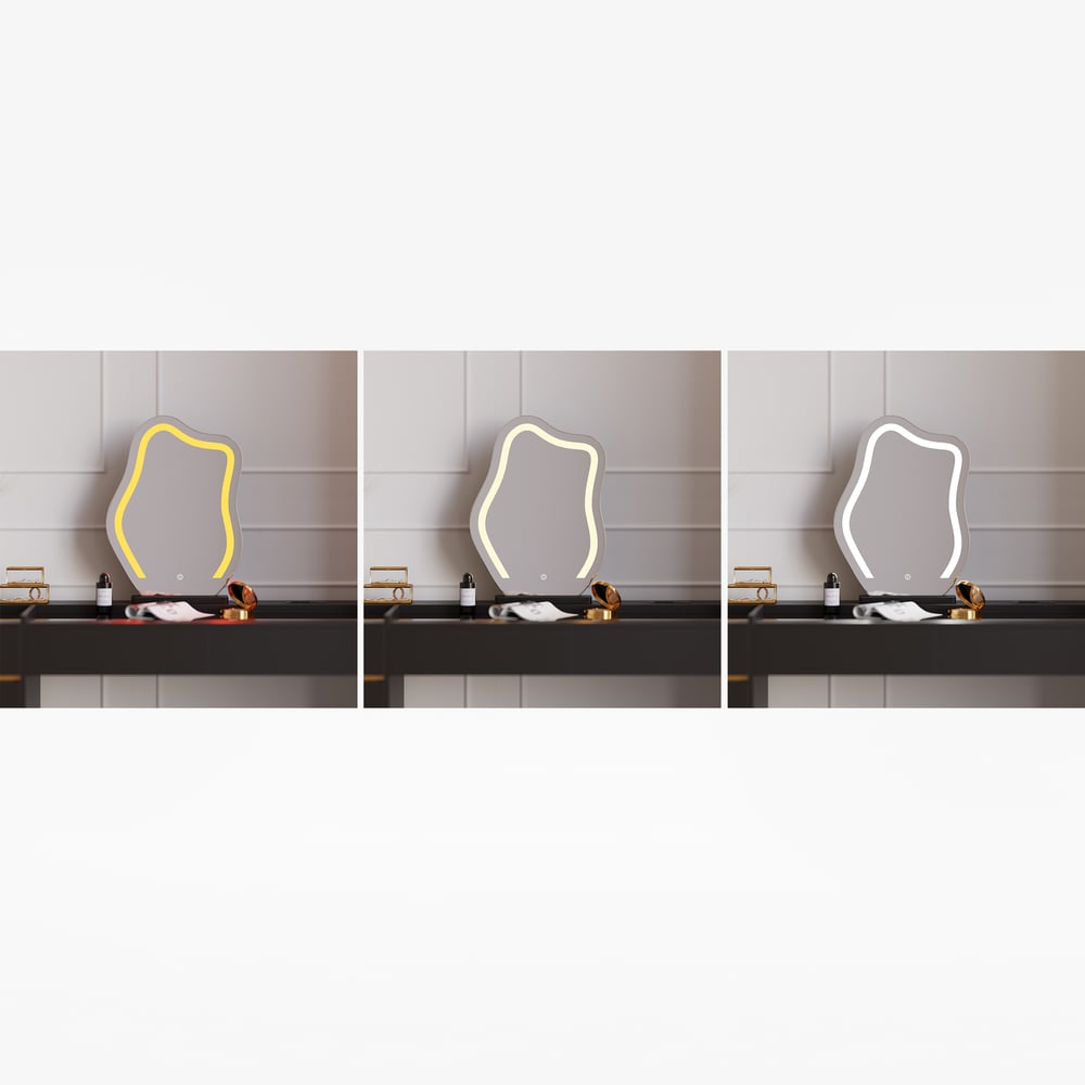 LED Mirror Makeup Vanity Set with 2 Smart Nightstands window image