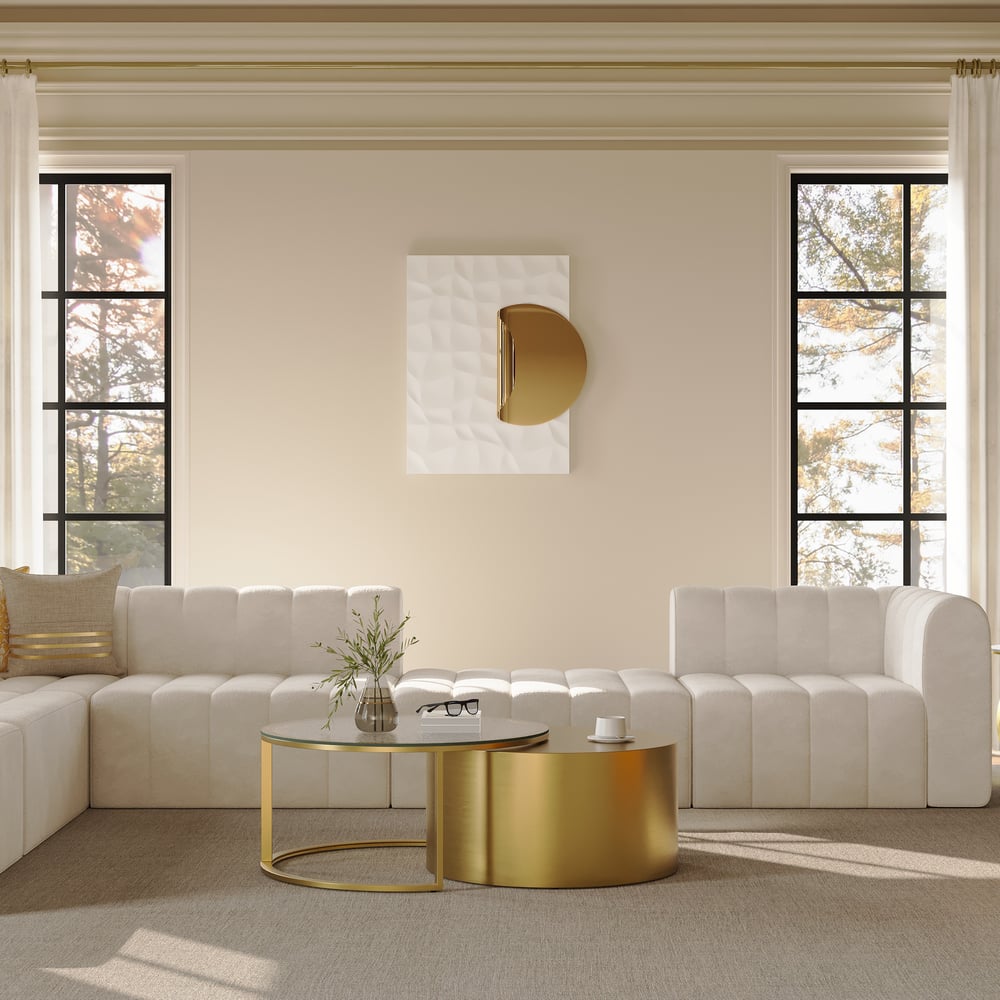 Questions and Answers for 31.5" Gold Round Glass Top Nesting Coffee Table Set