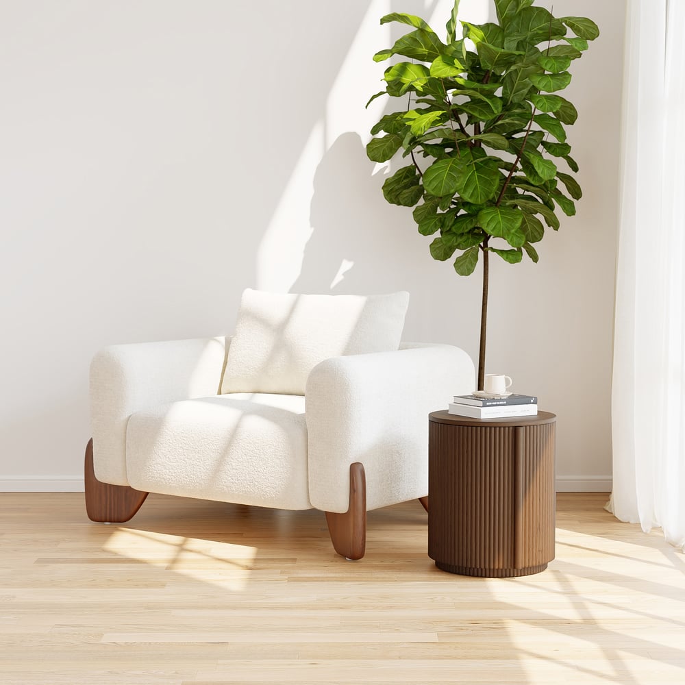 Domande e risposte per Tavolino rotondo in compensato di noce scanalato con contenitore