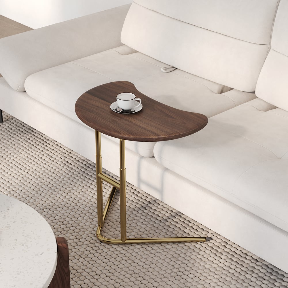 Domande e risposte per Tavolino regolabile a forma di C in noce e oro