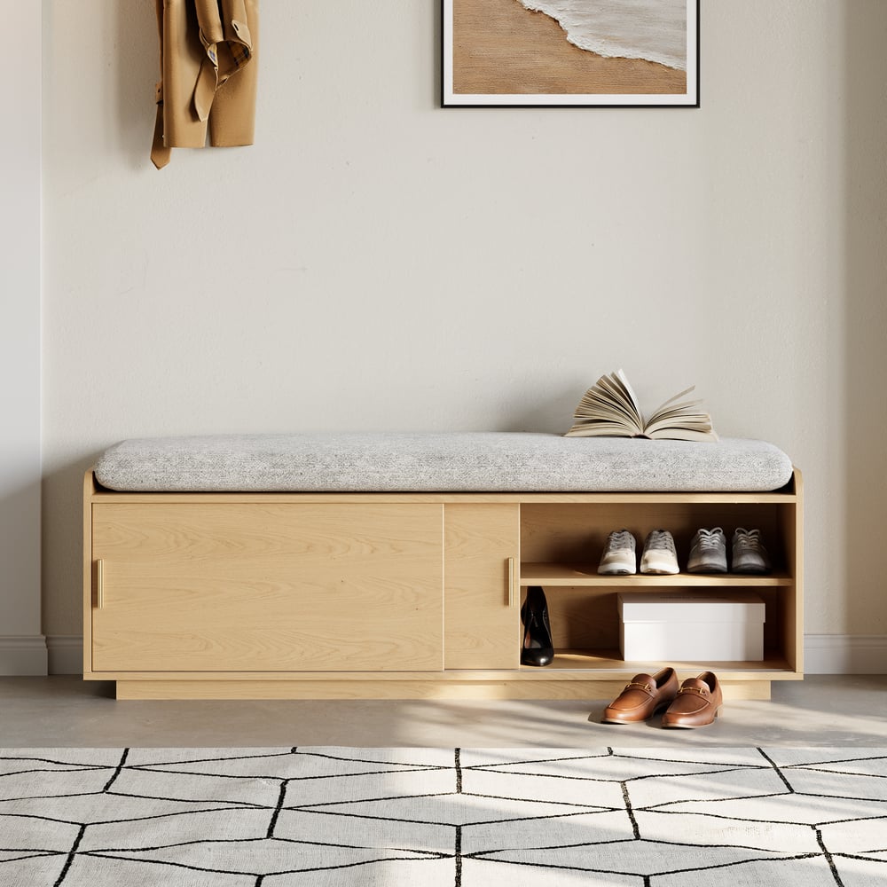 Otázky a odpovědi pro Dřevěná lavička na skladování obuvi s polštářem