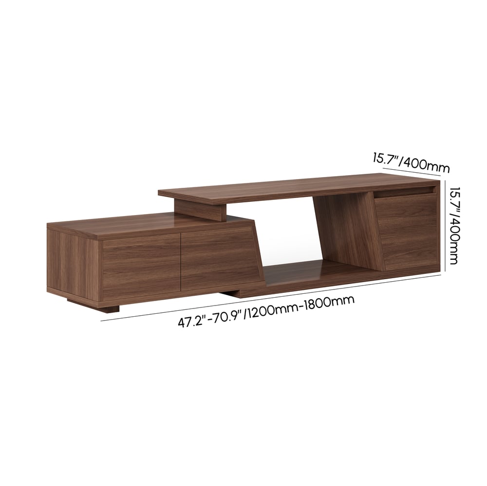 Fero Walnut Extendable TV Stand with 3 Drawers Up to 1800mm weights dimensions image