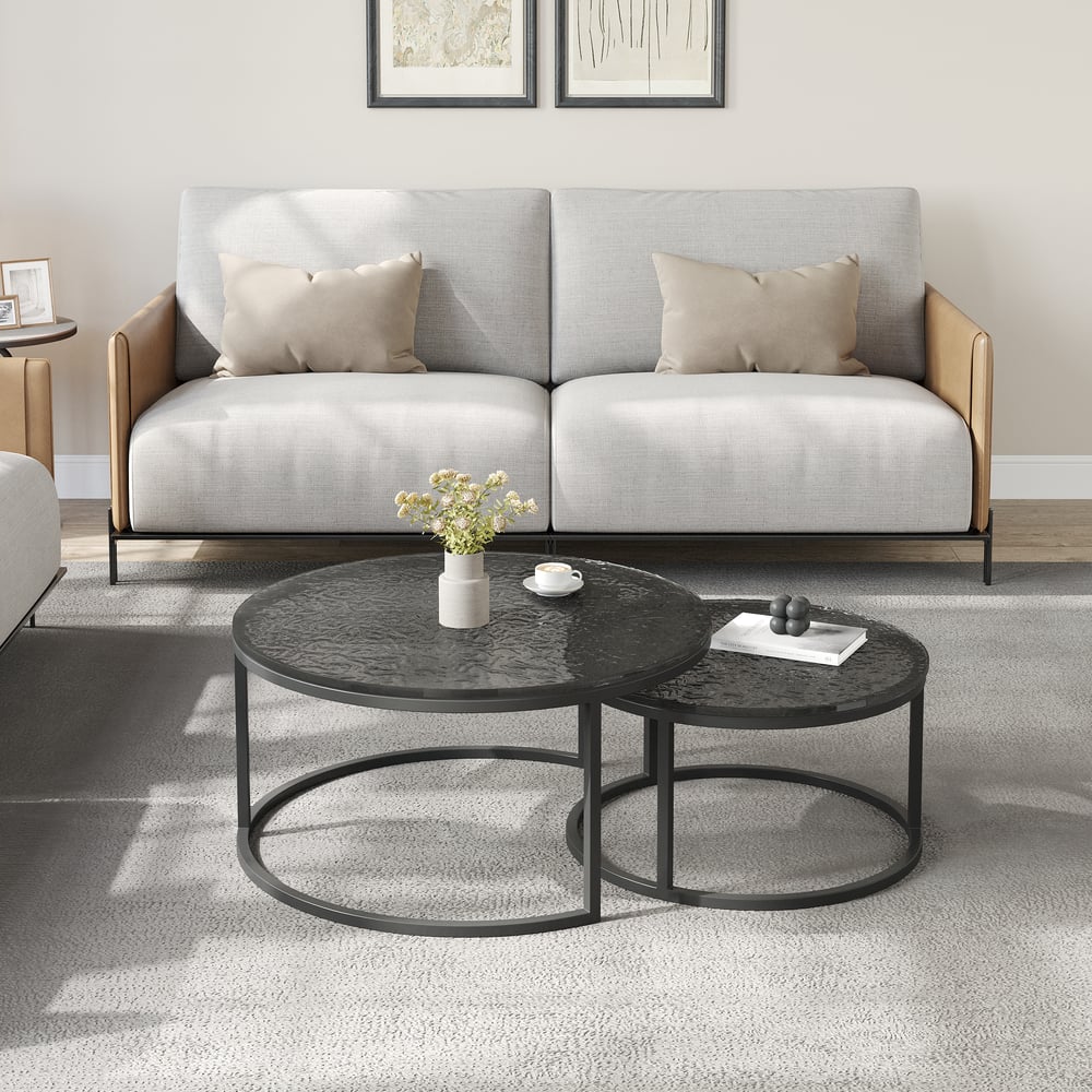 Hodnocení zákazníků pro položku Fero sada kulatých stohovatelných skleněných konferenčních stolků, šedá a černá