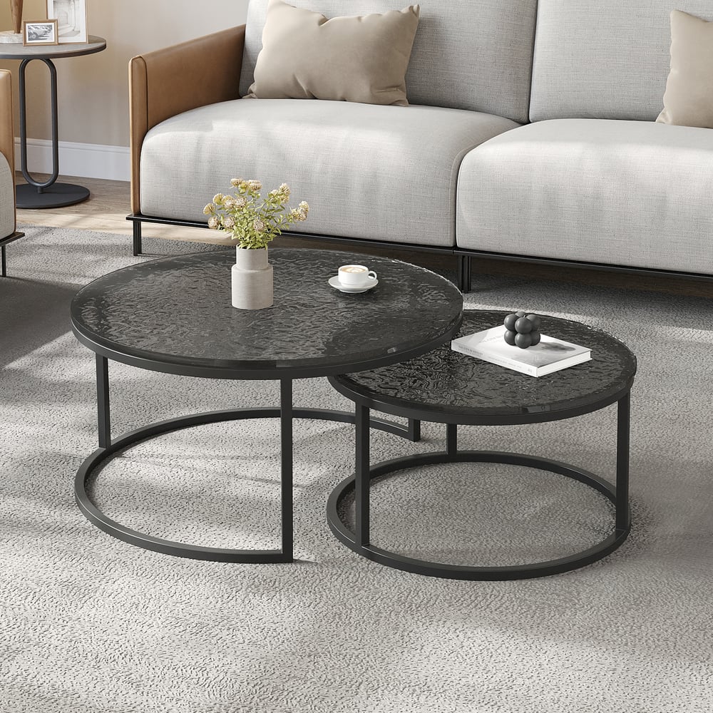 Hodnocení zákazníků pro položku Fero sada kulatých stohovatelných skleněných konferenčních stolků, šedá a černá