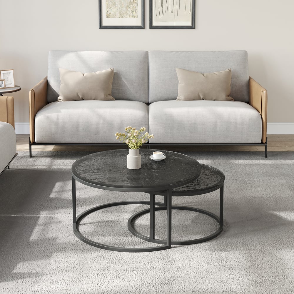 Hodnocení zákazníků pro položku Fero sada kulatých stohovatelných skleněných konferenčních stolků, šedá a černá