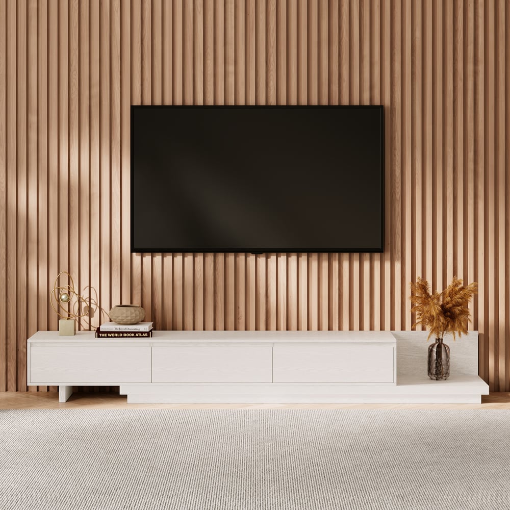 Customer Reviews for Fero extendable TV cabinet with 3 drawers of 200 cm in white