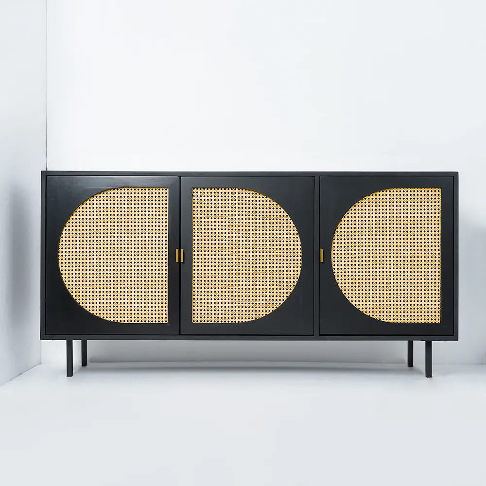 Customer Reviews for 1600mm Japandi Rectangular Black Rattan Sideboard Buffet 3 Doors Storage Cabinet Plywood