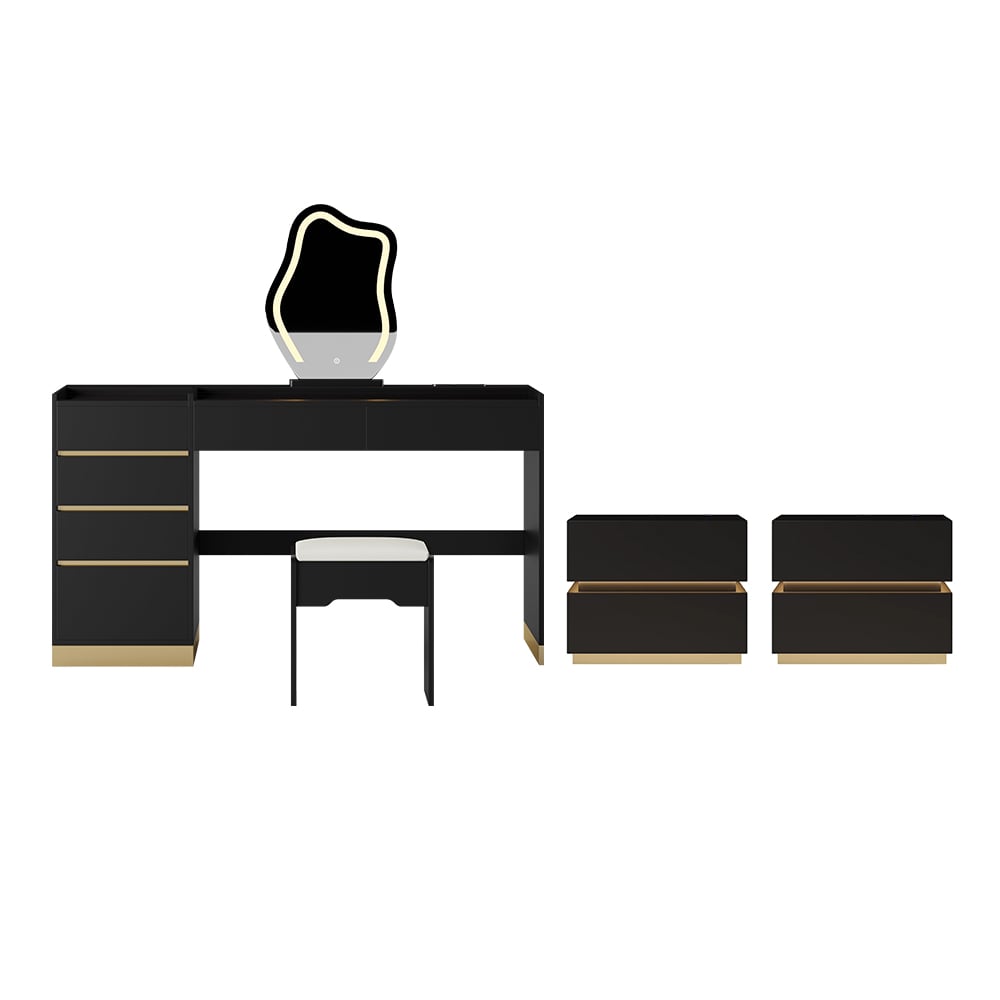 LED Mirror Makeup Vanity Set with 2 Smart Nightstands window image