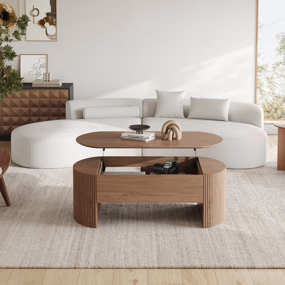 Customer Reviews for 1200mm Oval Walnut Lift Top Mid-Century Modern Coffee Table