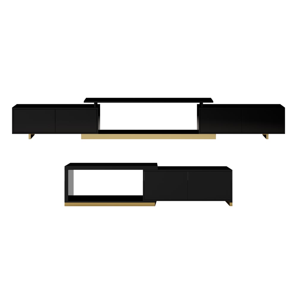 Customer Reviews for Mordelle Glossy Black Extendable TV Stand & Coffee Table Set