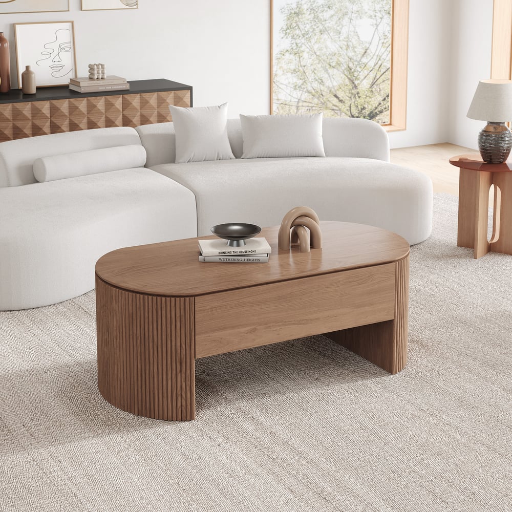 Customer Reviews for 1200mm Oval Walnut Lift Top Mid-Century Modern Coffee Table