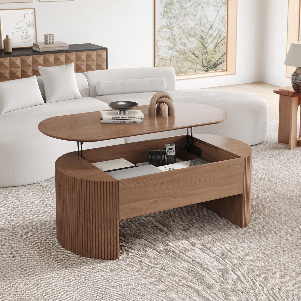 Customer Reviews for 1200mm Oval Walnut Lift Top Mid-Century Modern Coffee Table