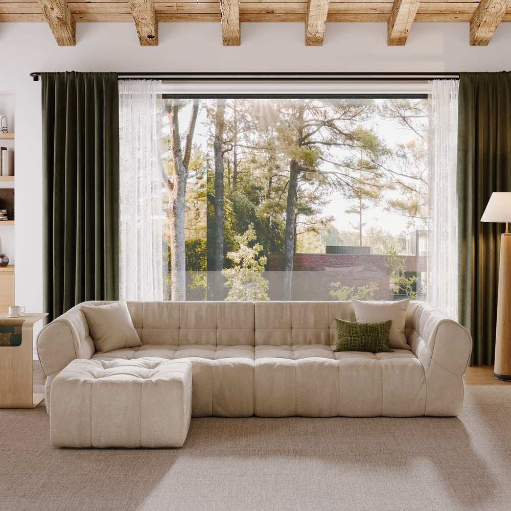 Questions and Answers for 3-Piece 2870mm Cotton & Linen Biscuit Sofa with Ottoman