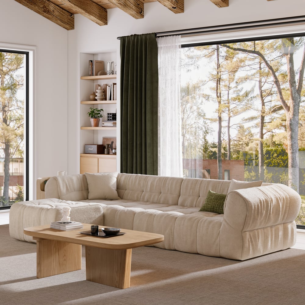 Questions and Answers for 3-Piece 2870mm Cotton & Linen Biscuit Sofa with Ottoman