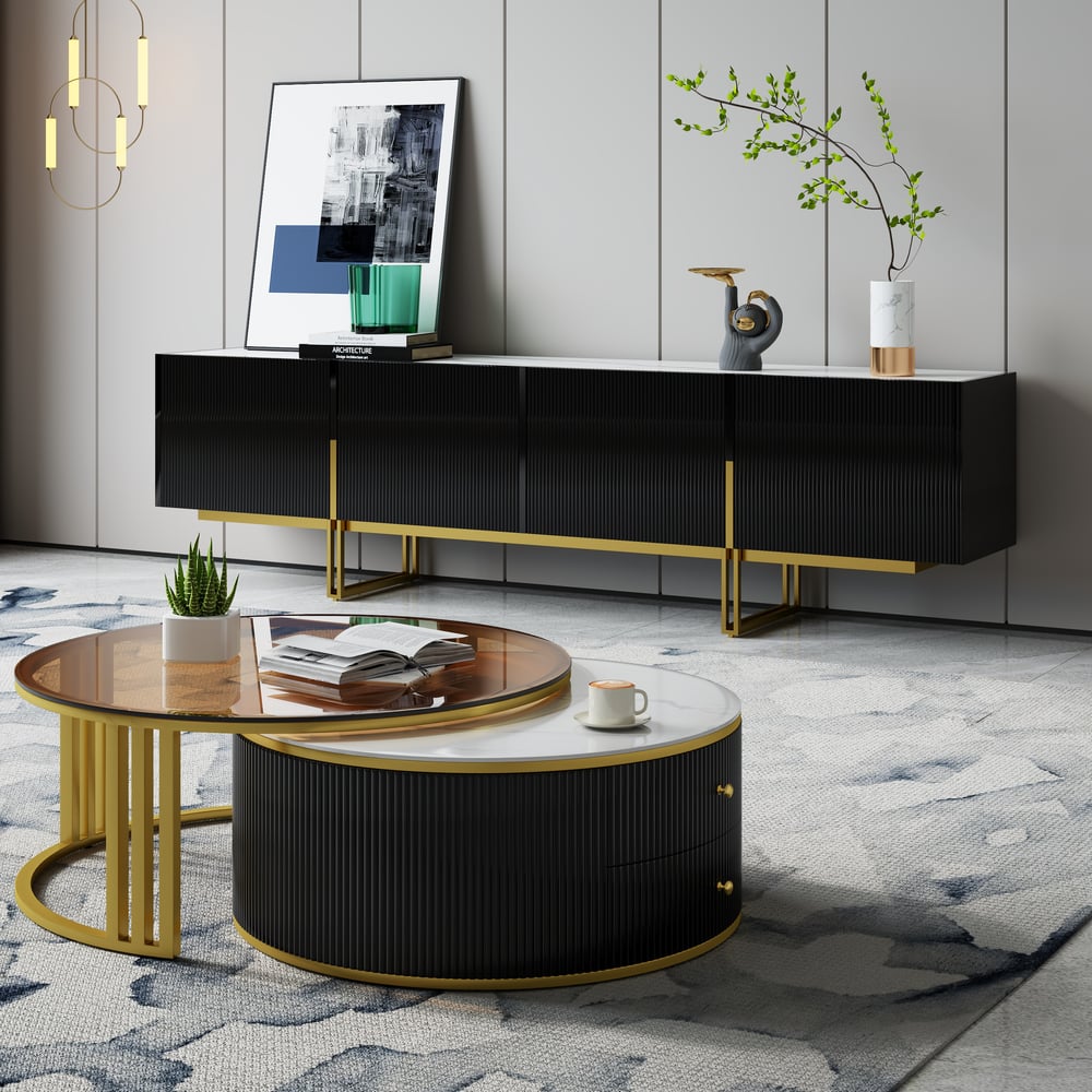 Customer Reviews for Grovyn 700mm-800mm Round Sintered Stone Glass Nesting Coffee Table Set