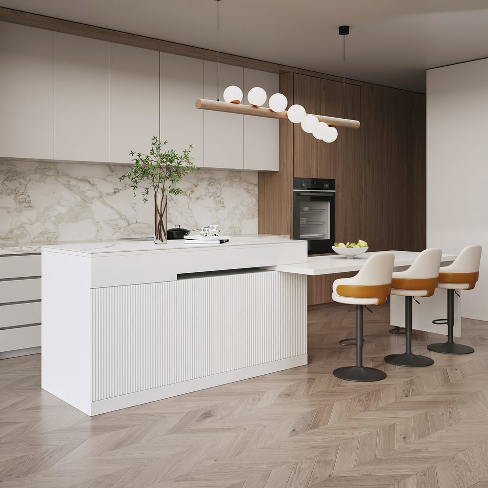 Customer Reviews for 2050mm-2680mm Extendable Kitchen lsland with Doors&Drawers White Sintered Stone Top