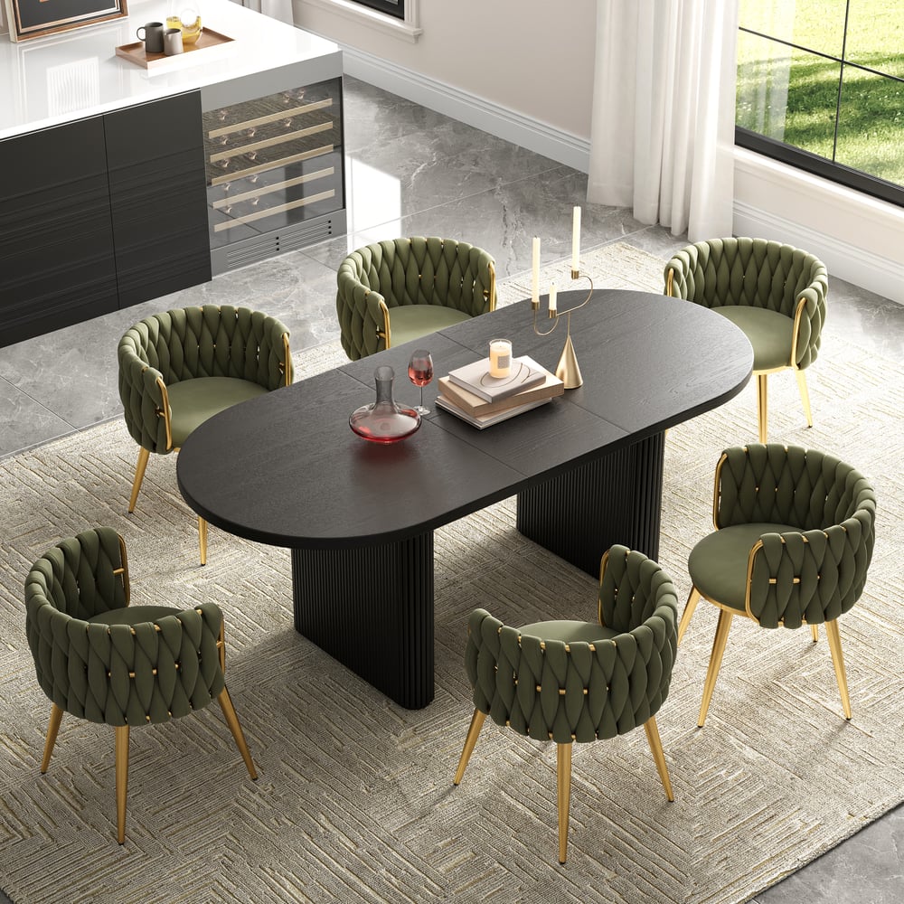 Avis Clients sur Chaise de salle à manger Sweave avec assise rembourrée en velours vert olive, 1 pièce