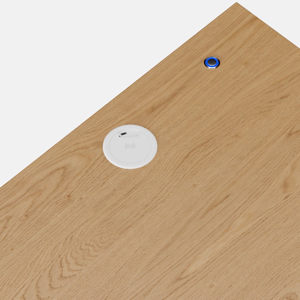 Smart LED Natural Nightstand Wireless Charging Station Wood Bedside Table with Light Modern 
