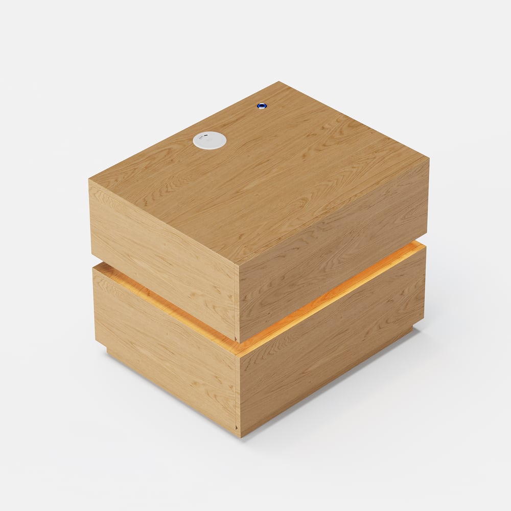 Smart LED Natural Nightstand Wireless Charging Station Wood Bedside Table with Light Modern 