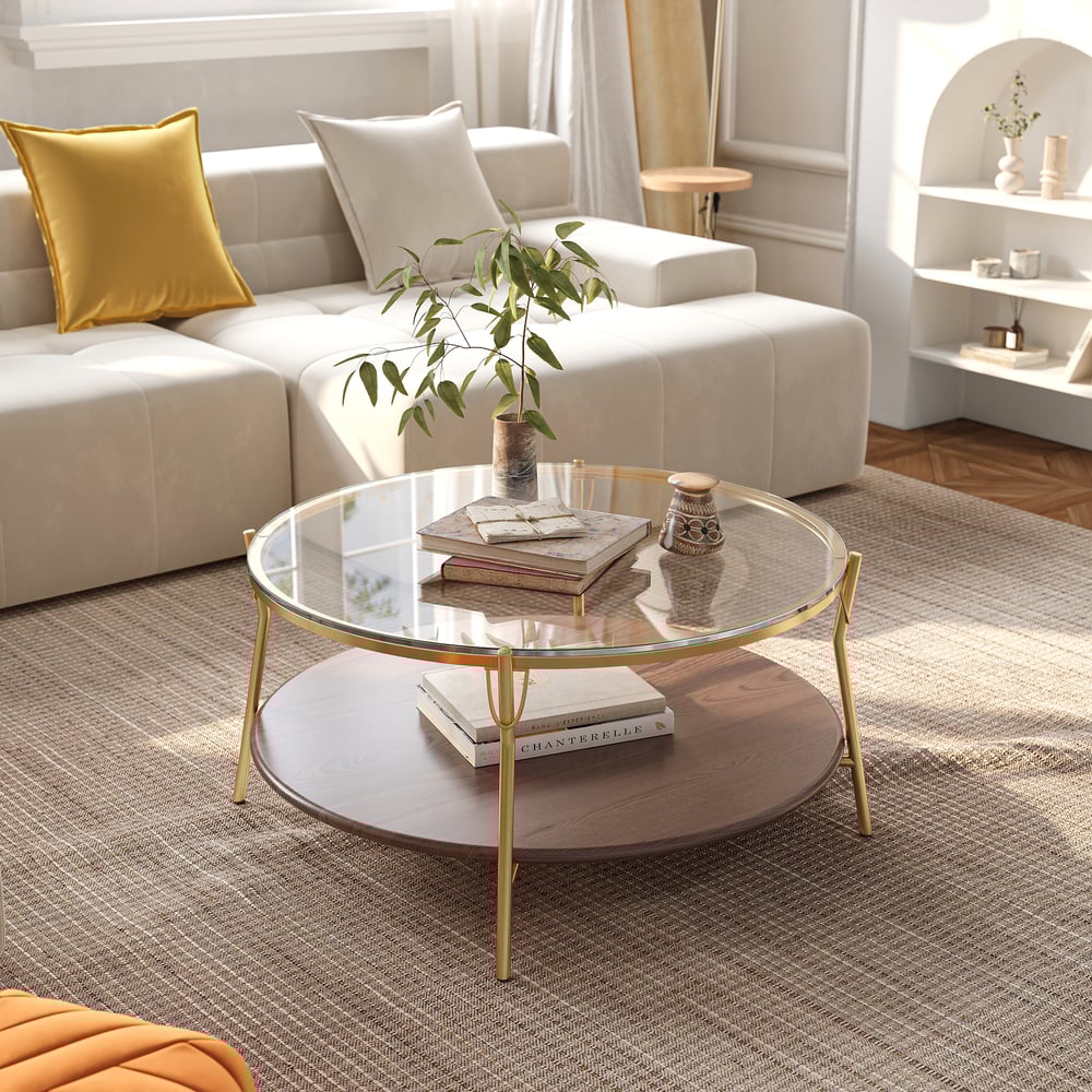 Customer Reviews for 760mm Glass Top Walnut 2-Tiered Coffee Table