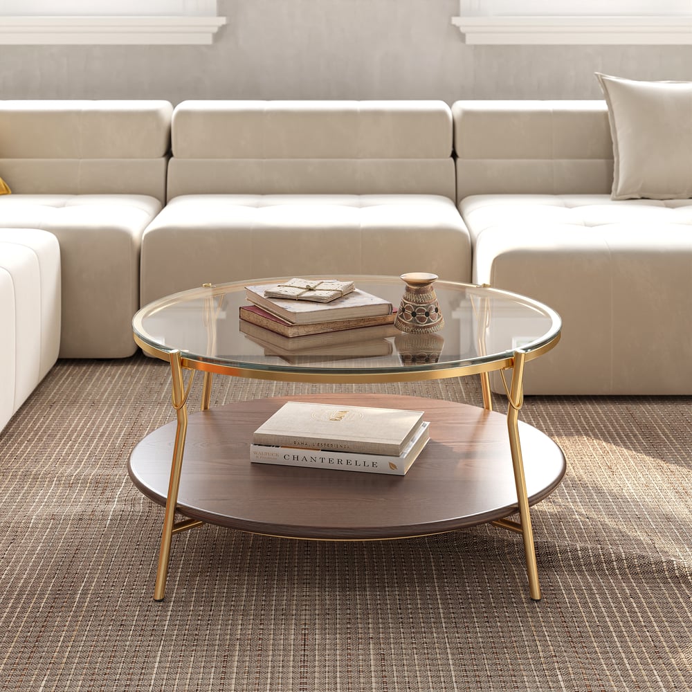 Customer Reviews for 760mm Glass Top Walnut 2-Tiered Coffee Table