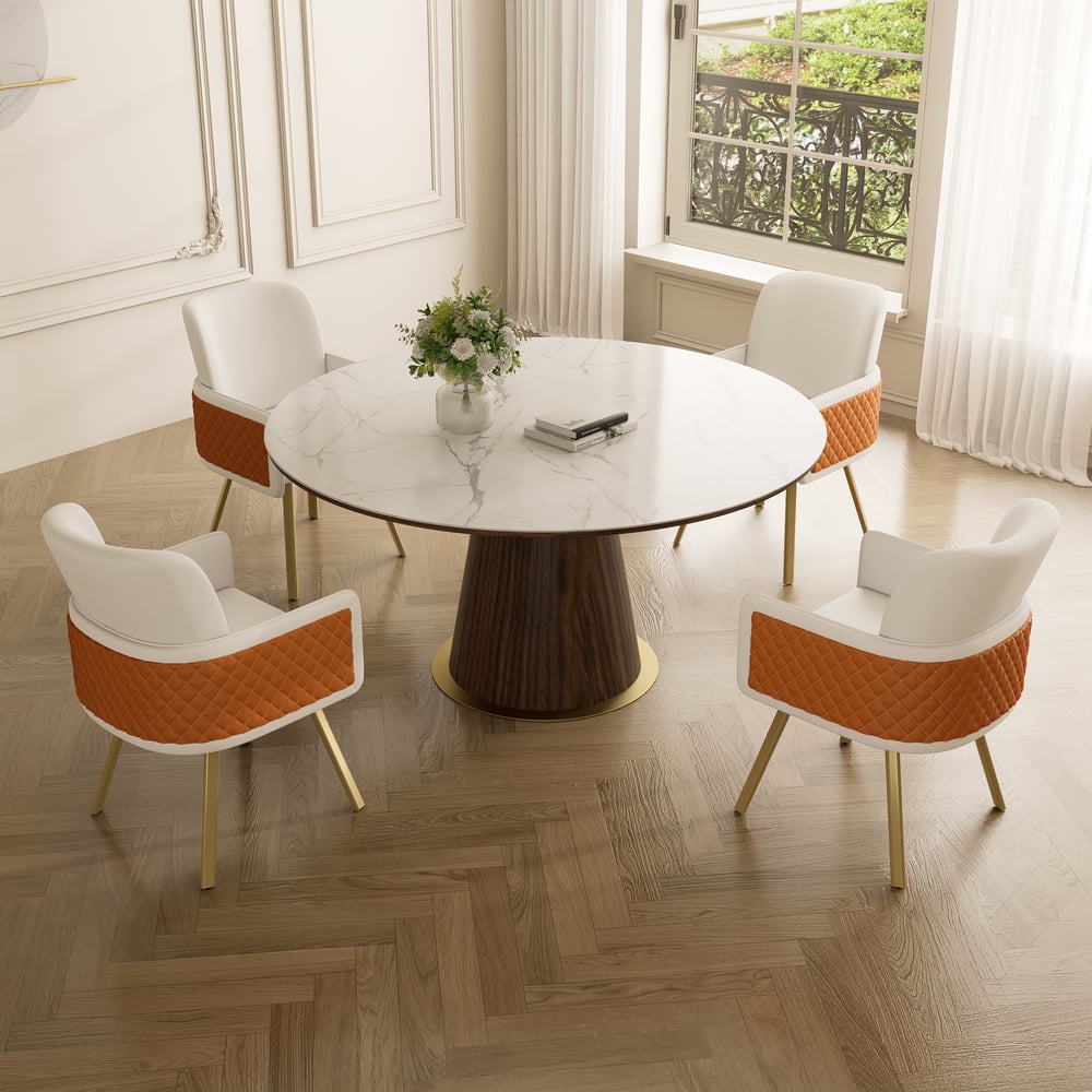 Vragen en antwoorden voor Moderne draaibare eetkamerstoel van PU-leer in wit en bruin