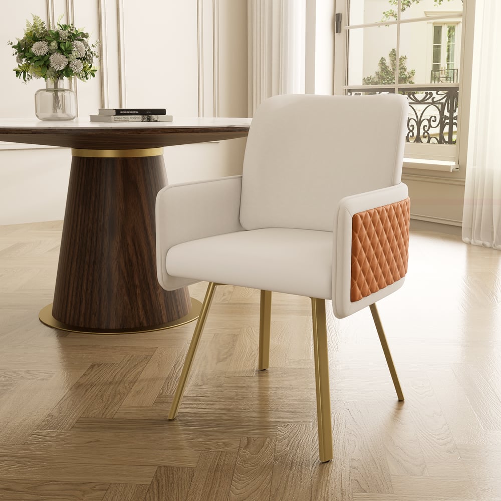 Vragen en antwoorden voor Moderne draaibare eetkamerstoel van PU-leer in wit en bruin