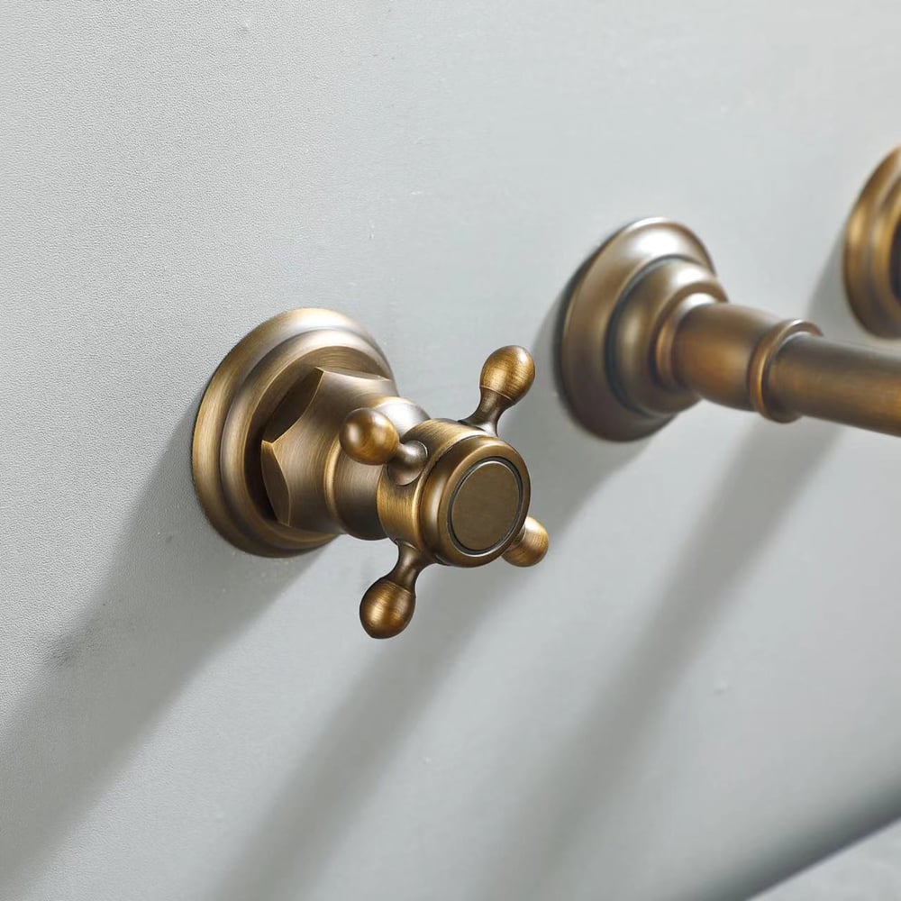 Questions and Answers for Chester Classic Wall Mount 2-Handle Antique Brass Bathroom Basin Tap with Cross Handles