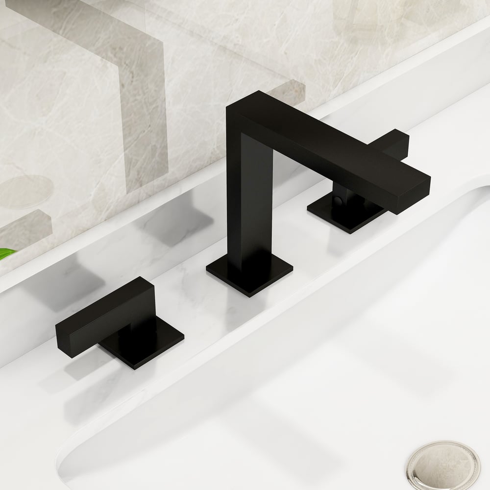 Domande e risposte per Rubinetto per lavabo da bagno nero opaco diffuso a doppia maniglia in ottone massiccio