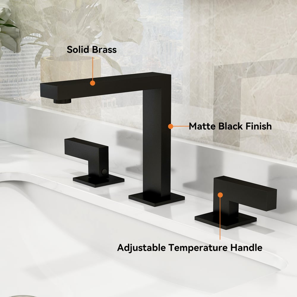 Domande e risposte per Rubinetto per lavabo da bagno nero opaco diffuso a doppia maniglia in ottone massiccio