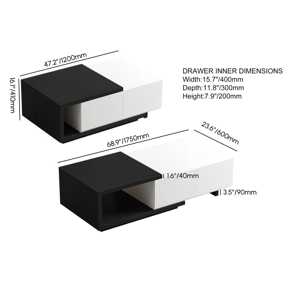 Quoint Extendable TV Stand & Coffee Table Set weights dimensions image