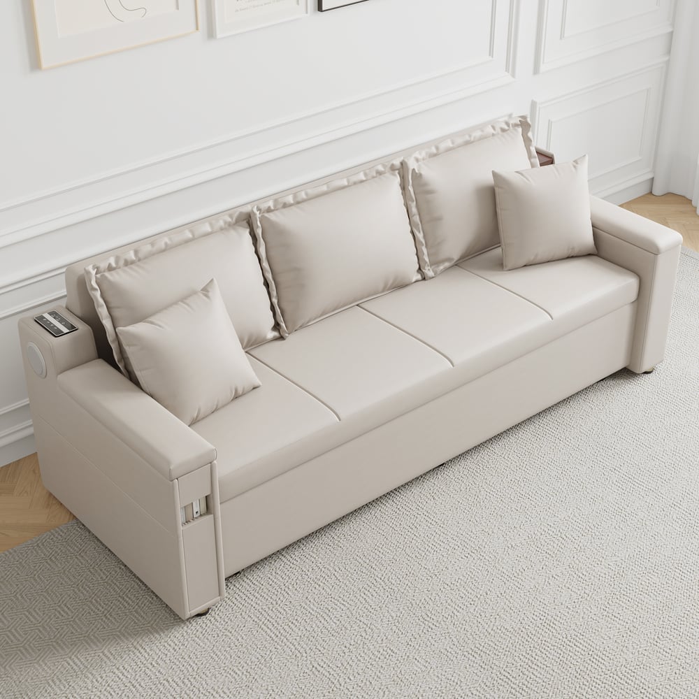 Oceny klientów dla Łóżko rozkładane 2103mm, pełna rozkładana sofa, tapicerowana skórzana schowek z głośnikiem