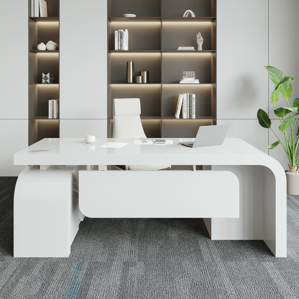 Otázky a odpovědi pro Moderní výkonný stůl ve tvaru písmene L a sklopná kožená kancelářská židle s vysokým opěradlem