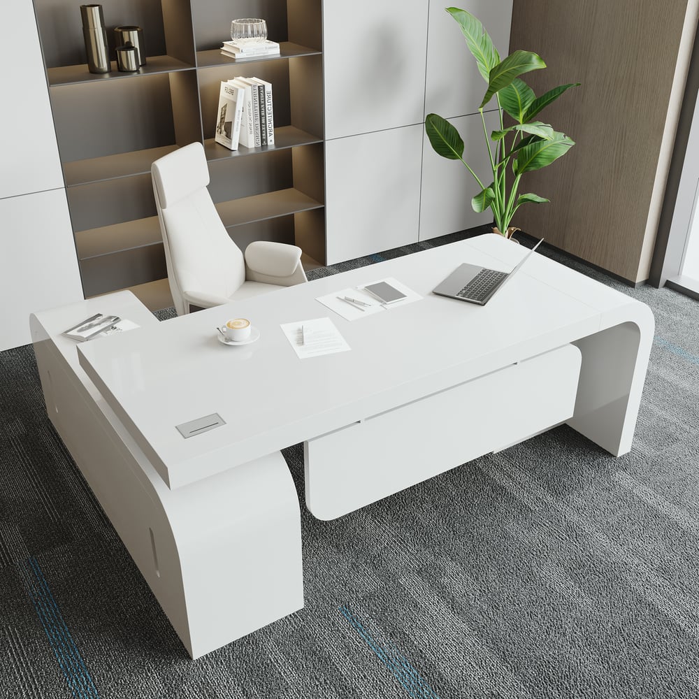 Questions and Answers for Chicent White L-shaped Modern Executive Desk with Ample Storage Right Hand (63'')