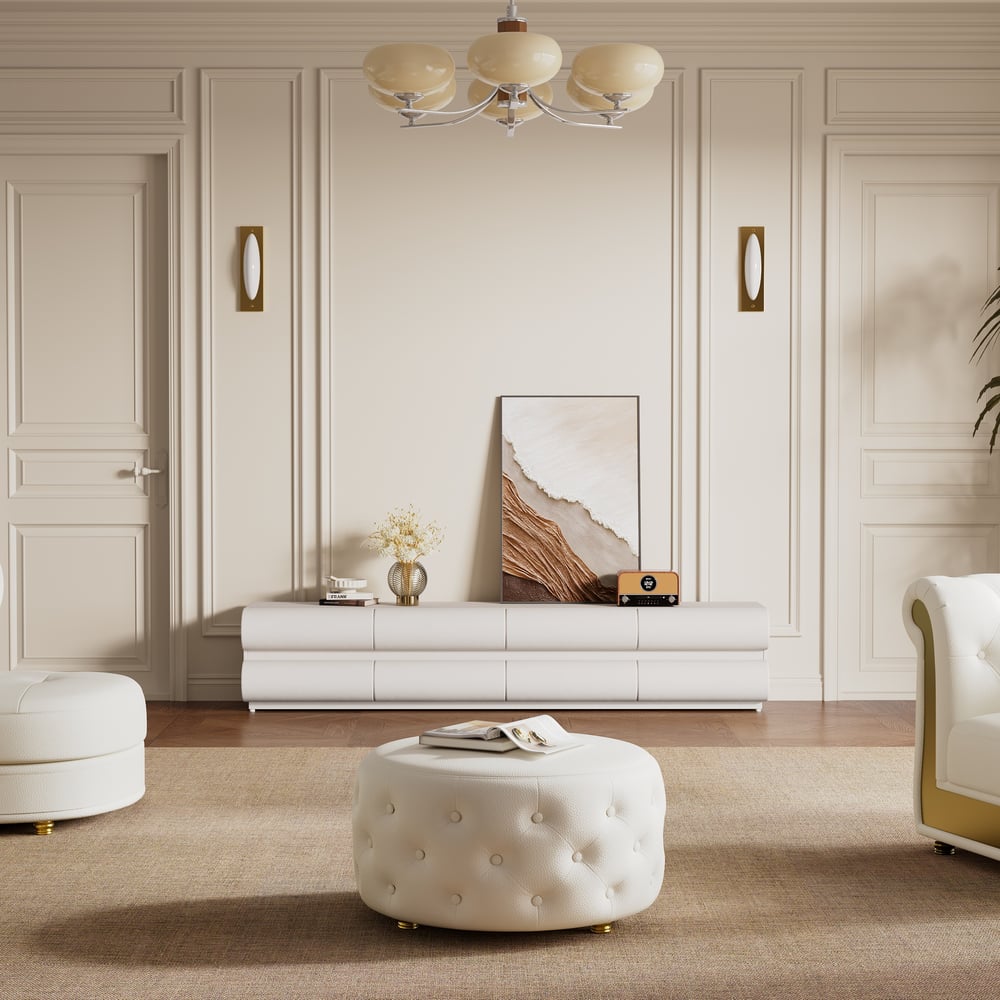 Klantrecensies voor Humply modern wit lederen tv-meubel van 2000 mm met 8 laden