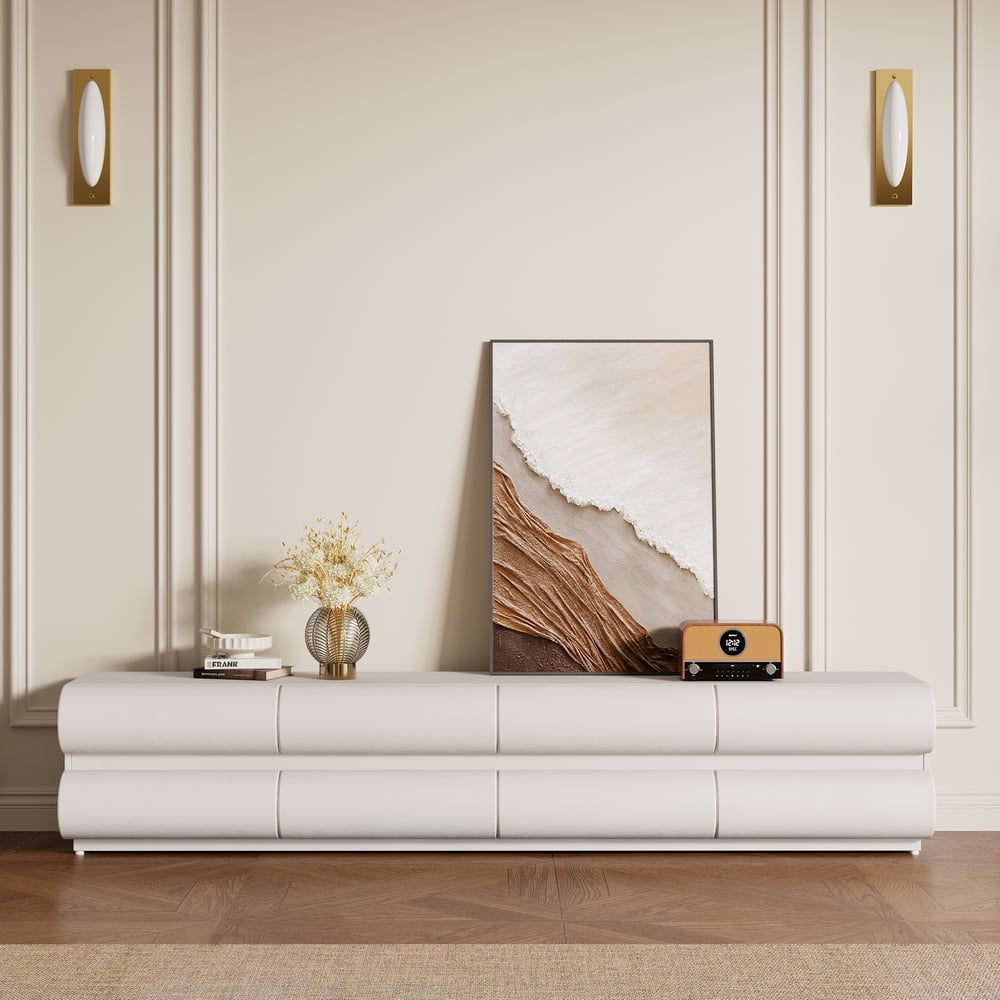 Klantrecensies voor Humply modern wit lederen tv-meubel van 2000 mm met 8 laden