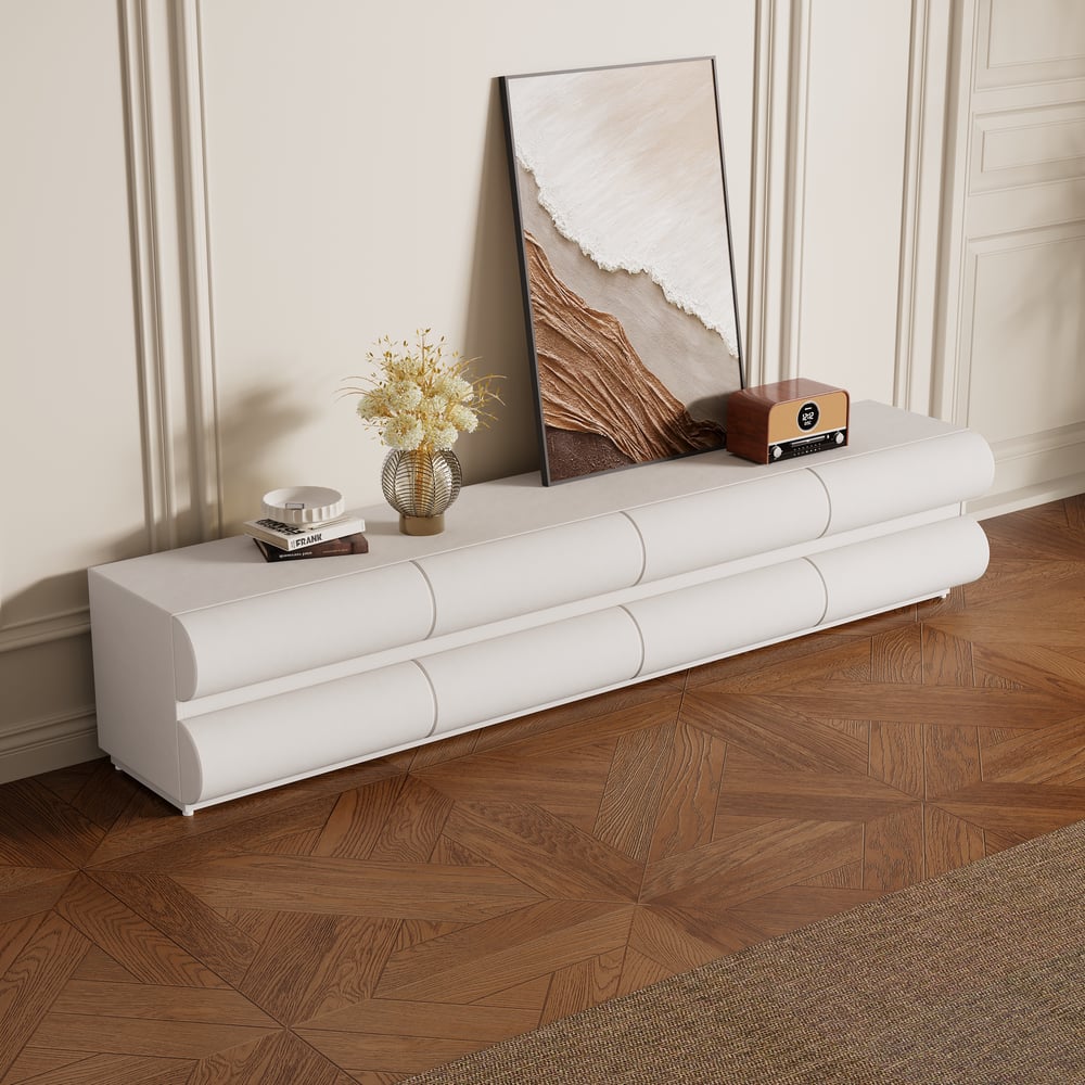 Klantrecensies voor Humply modern wit lederen tv-meubel van 2000 mm met 8 laden