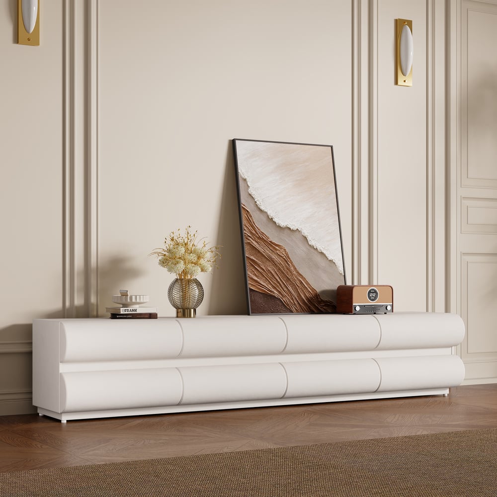 Klantrecensies voor Humply modern wit lederen tv-meubel van 2000 mm met 8 laden