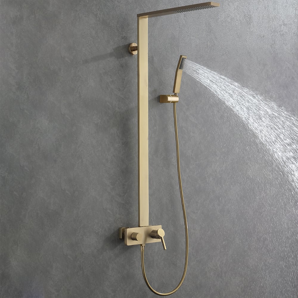 Questions and Answers for Exposed Brushed Gold Wall-Mount Rain Shower Set with Hand Shower