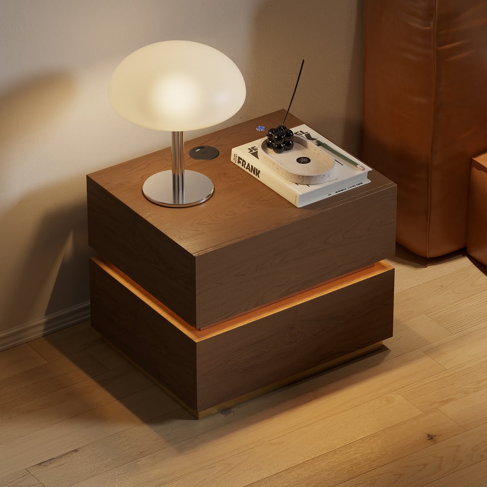 Customer Reviews for Lumio 2-Drawer LED Smart Walnut Nightstand with Light
