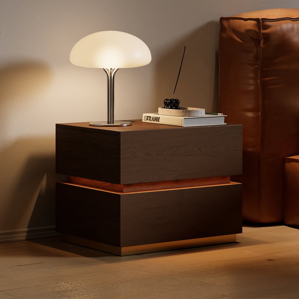 Customer Reviews for Lumio 2-Drawer LED Smart Walnut Nightstand with Light