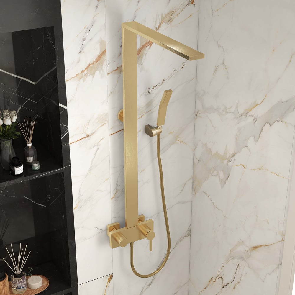 Questions and Answers for Exposed Brushed Gold Wall-Mount Rain Shower Set with Hand Shower