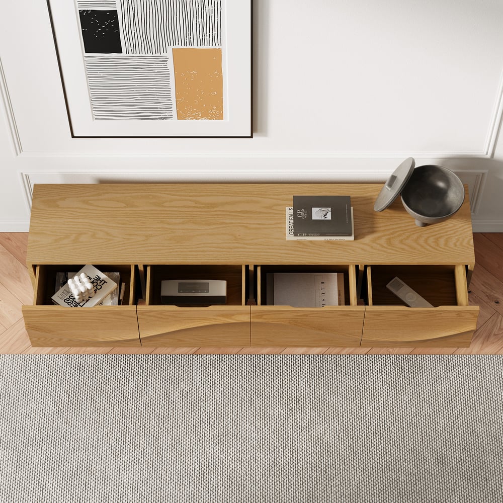 Perguntas e respostas para Armário de TV Lake com 4 gavetas de 180 cm em cor natural