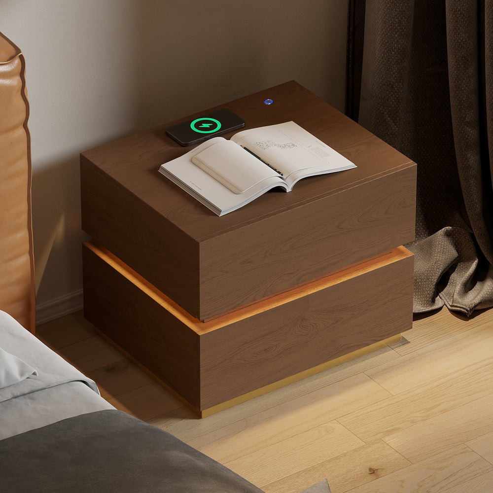 Customer Reviews for Lumio 2-Drawer LED Smart Walnut Nightstand with Light