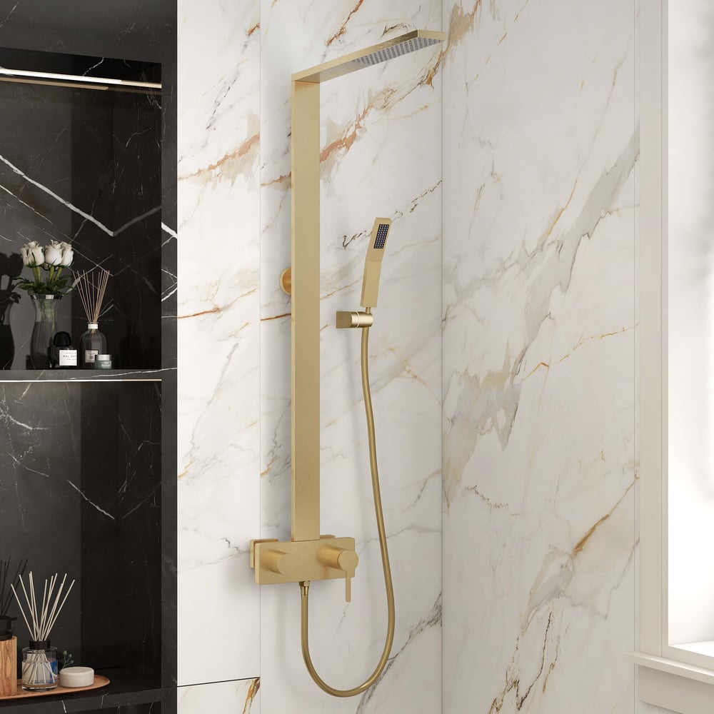 Questions and Answers for Exposed Brushed Gold Wall-Mount Rain Shower Set with Hand Shower