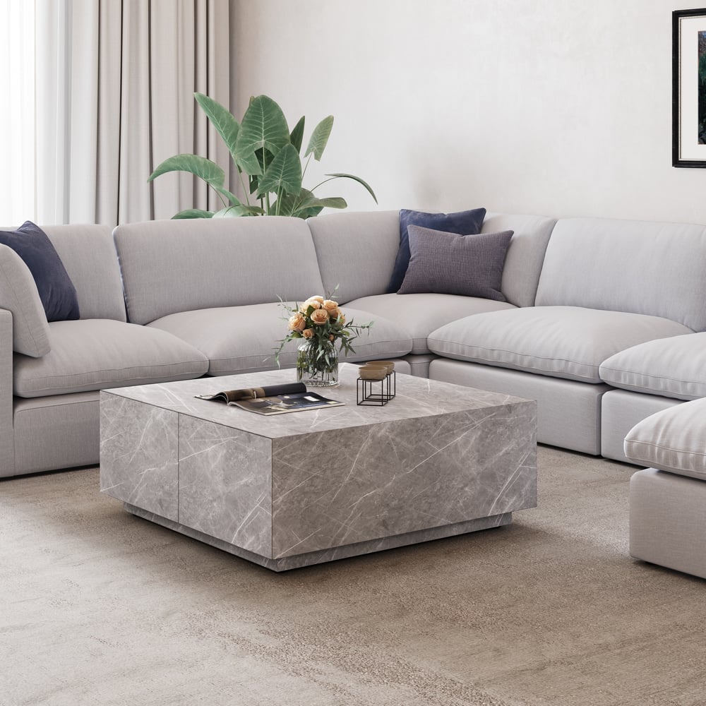 Customer Reviews for 35" Square Concrete Veneer Block Coffee Table with 4 Drawers