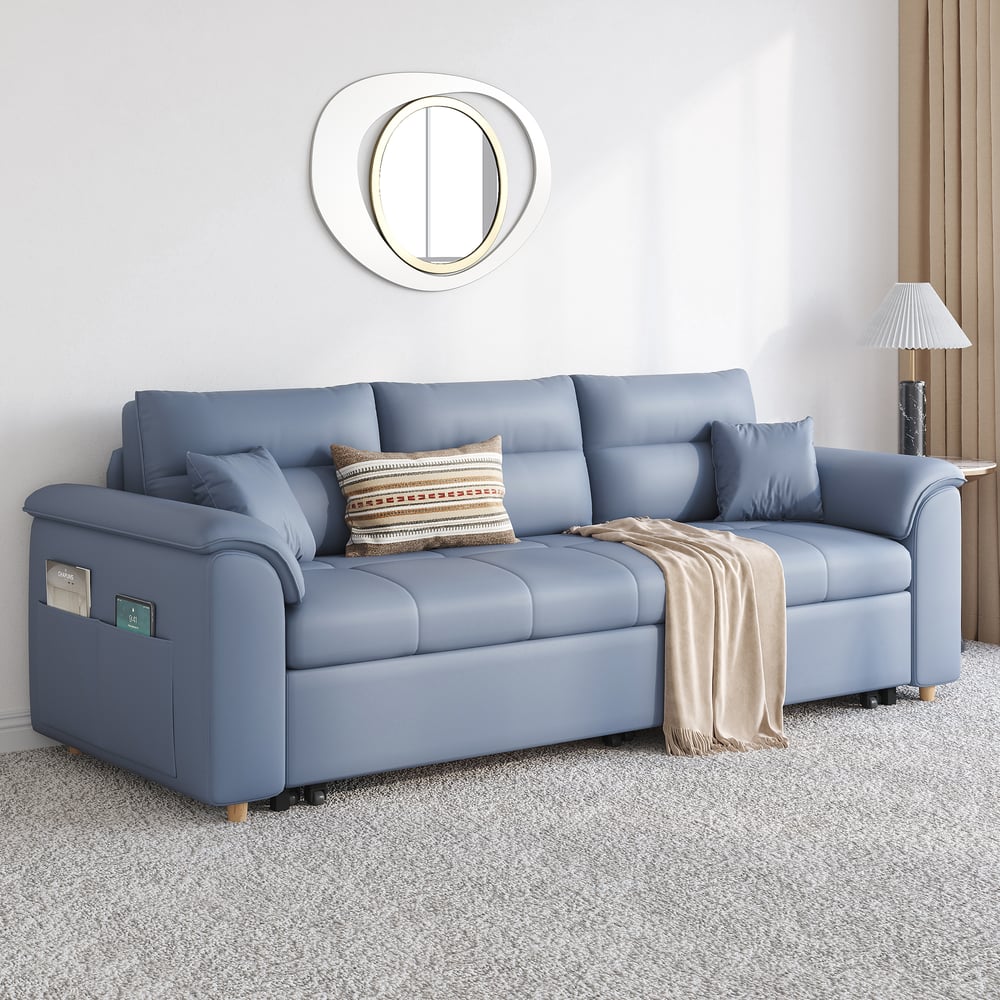 Vragen en antwoorden voor 2-zits kunstleren slaapbank met opbergruimte en zijzakken