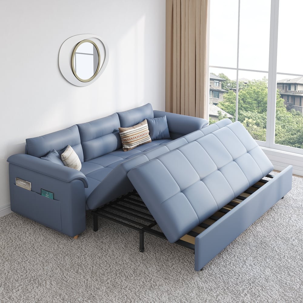 Domande e risposte per Divano letto blu a 3 posti da 1900 mm con contenitore e contenitore