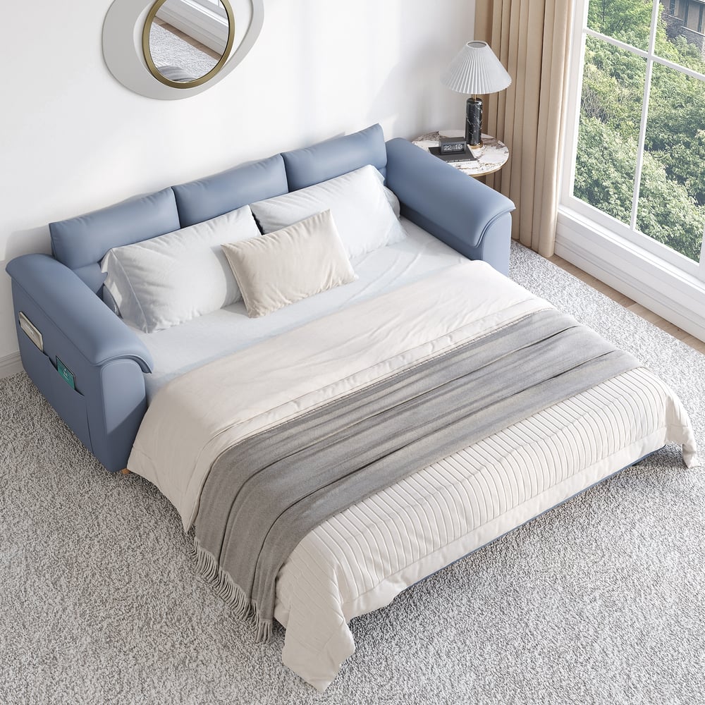 Domande e risposte per Divano letto blu a 3 posti da 1900 mm con contenitore e contenitore