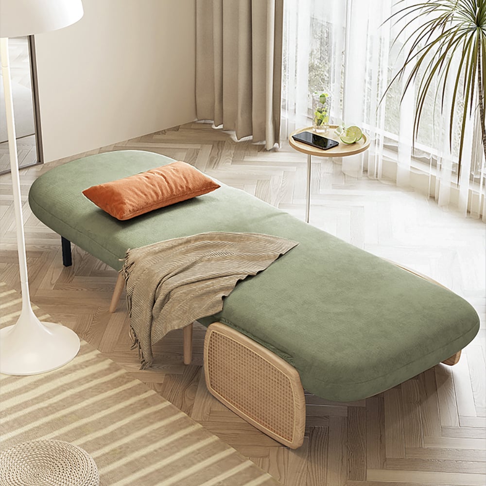 Questions et Réponses pour Lit de jour en rotin moderne du milieu du siècle, canapé-lit simple, chaise longue convertible
